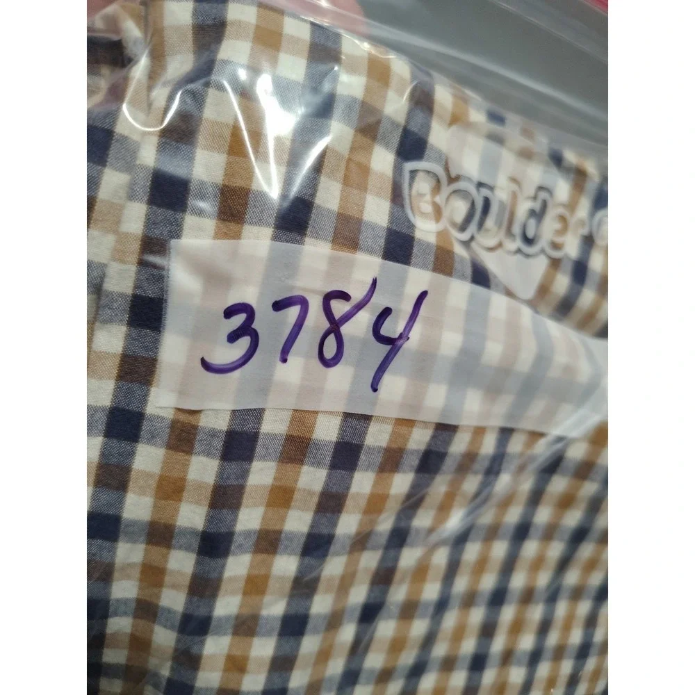 Blue Mountain‎ Shirt Men 2XL Brown Plaid Button Down Office Preppy Short Sleeve